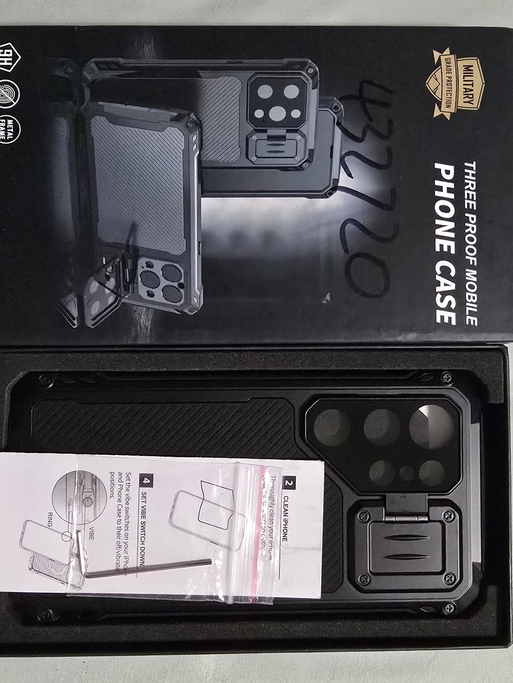 Rugged Protective Phone Case with Kickstand - Black